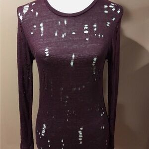 Iro, Liza top, intentionally distressed, burgundy, 100% linen